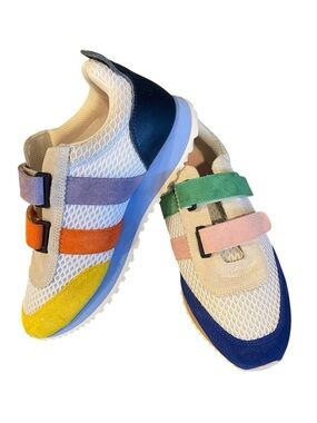 Charlotte Stone Conway Retro Mismatch Sneakers - Multicolor Suede & Mesh size 10